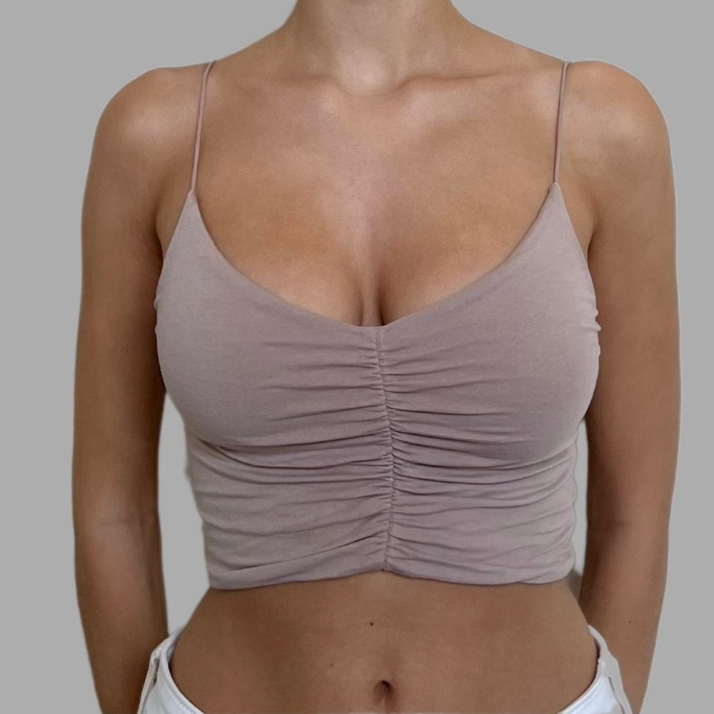Garage Tan/Beige Spaghetti Strap Crop Top